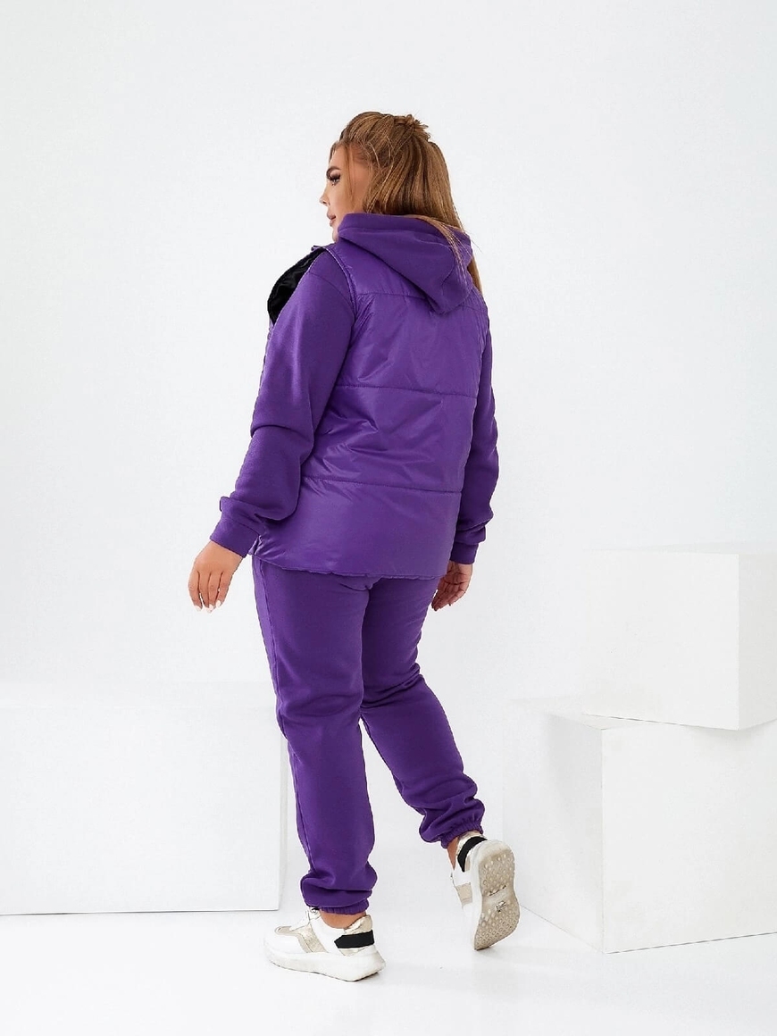Теплий костюм трійка - фіолетовий 2114-1 фото